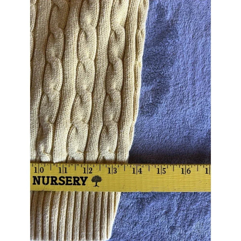 Ralph Lauren Yellow Cable Knit Sweater Size L Youth 1/4 Button EUC Ruffle Preppy